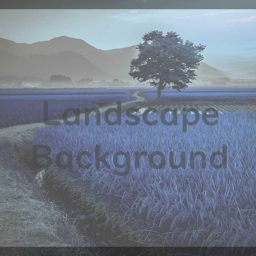 04_一本木の田園風景背景|静かな日本の夕景(4色セット)