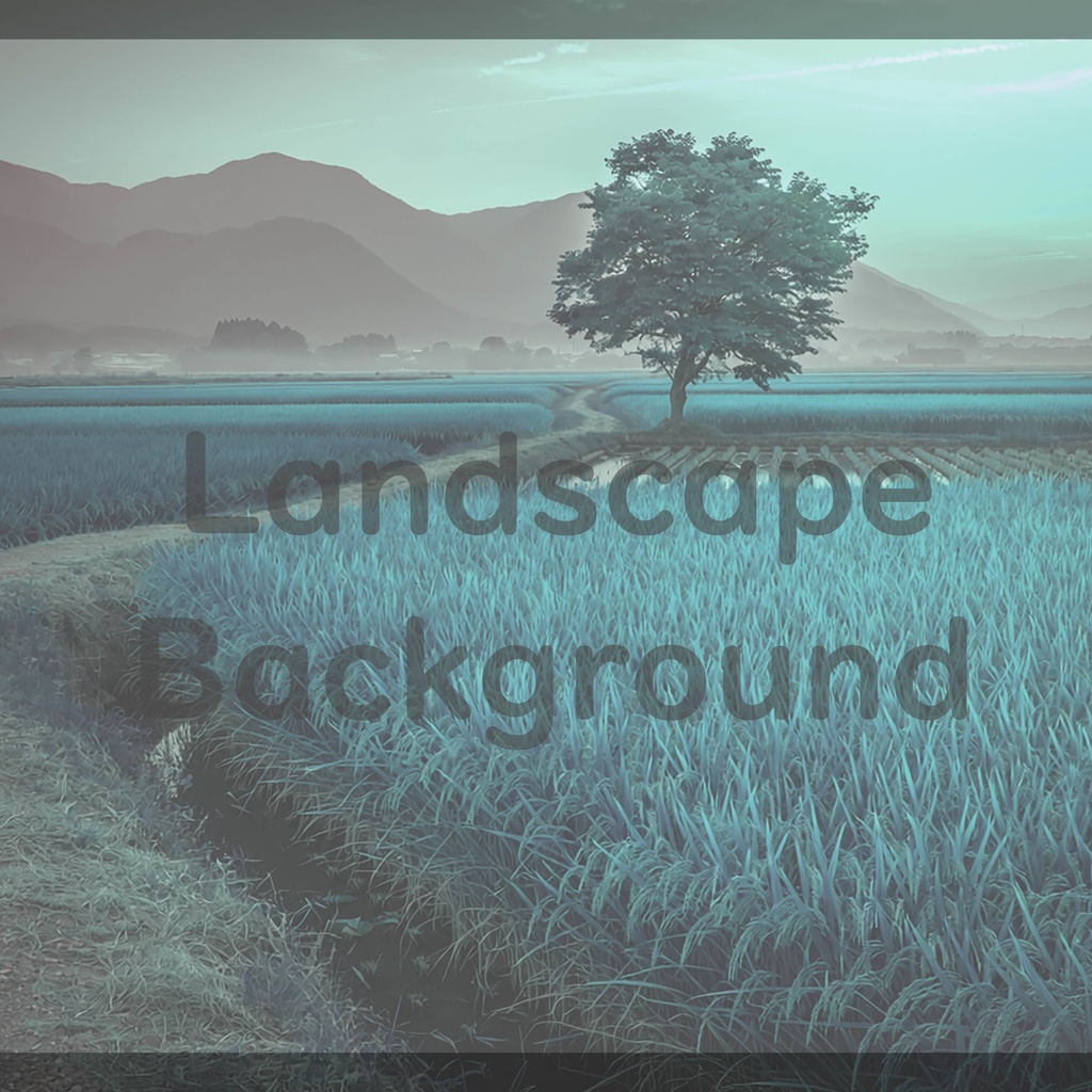 04_一本木の田園風景背景|静かな日本の夕景(4色セット)