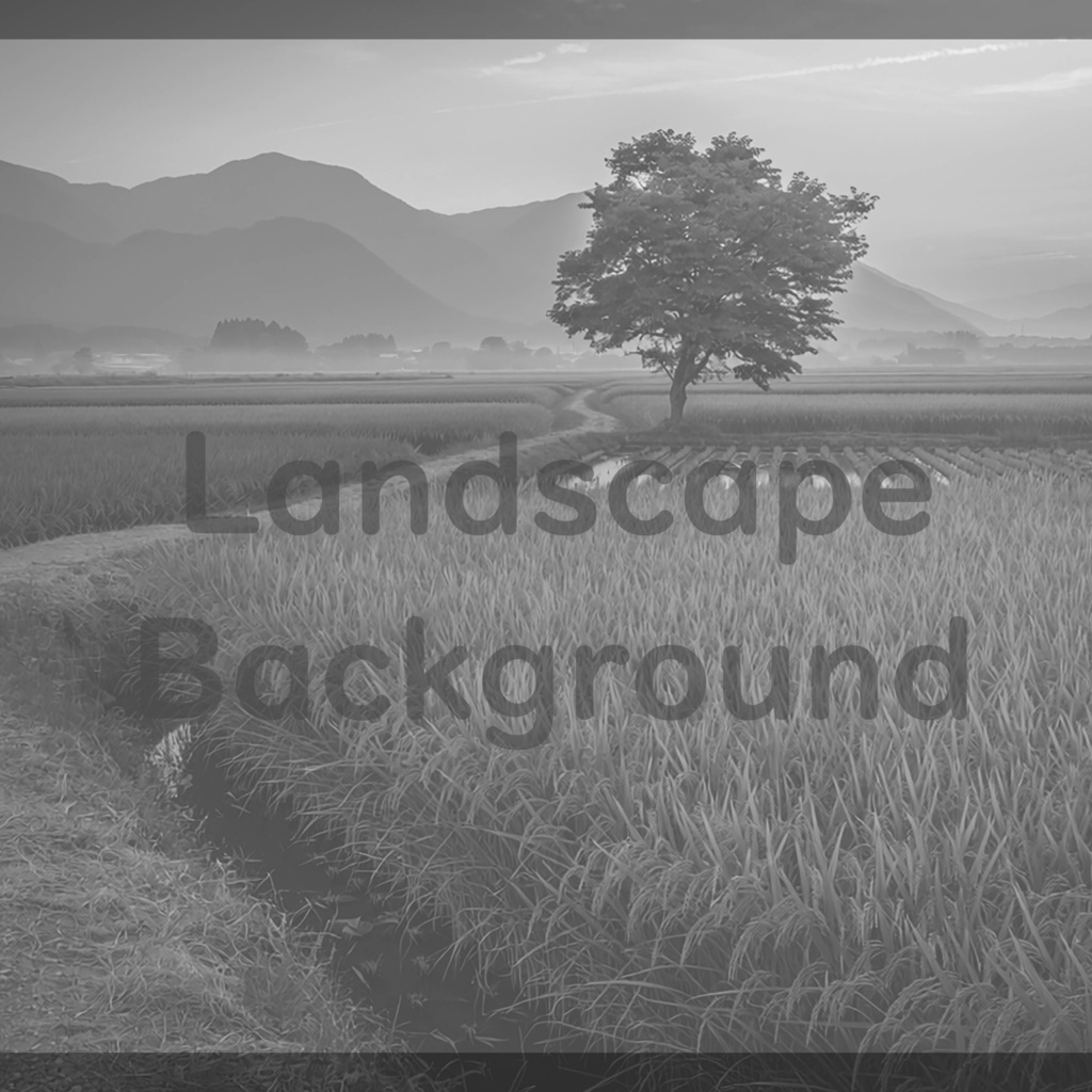 04_一本木の田園風景背景|静かな日本の夕景(4色セット)