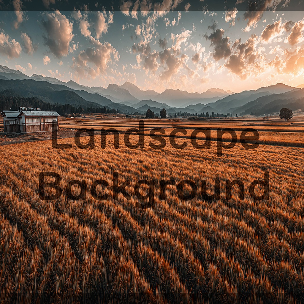 01_広がる田園と山並みの風景背景｜静かな農村の景色