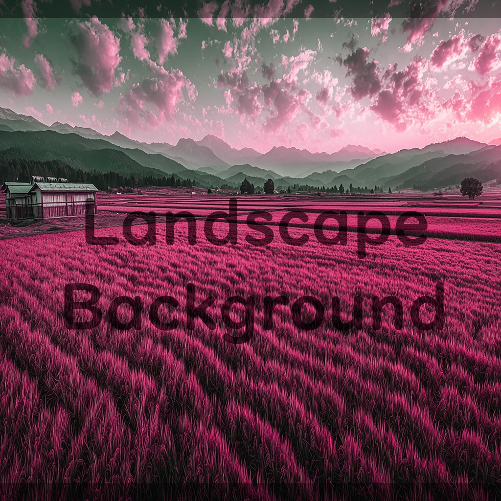 02_広がる田園と山並みの風景背景｜静かな農村の景色