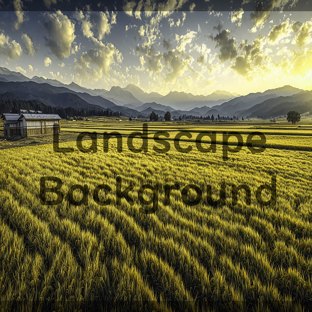 04_広がる田園と山並みの風景背景｜静かな農村の景色