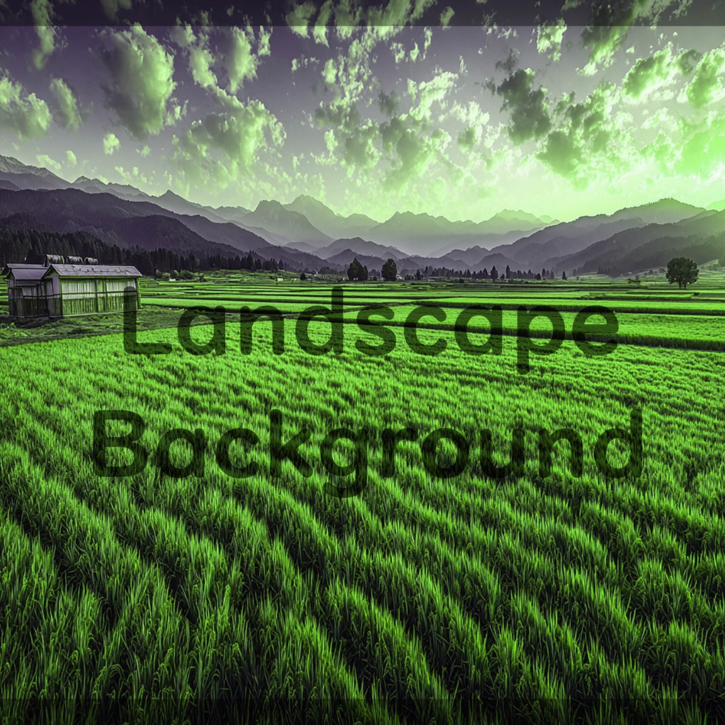 06_広がる田園と山並みの風景背景｜静かな農村の景色