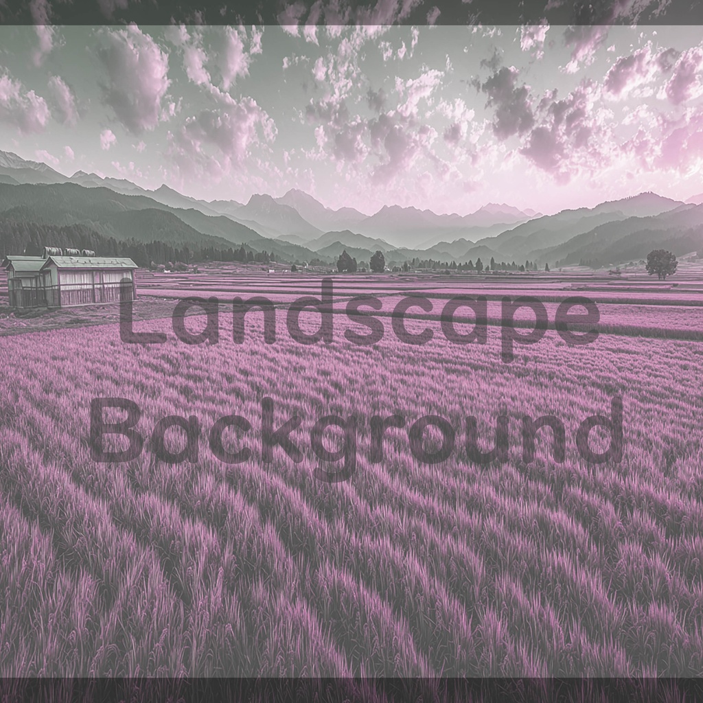 010_広がる田園と山並みの風景背景｜静かな農村の景色