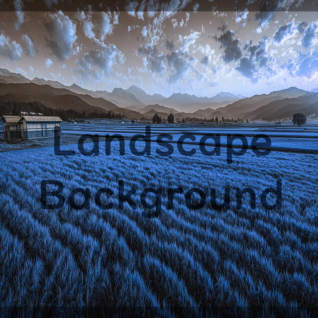 02_広がる田園と山並みの風景背景|静かな農村の景色(4色セット)