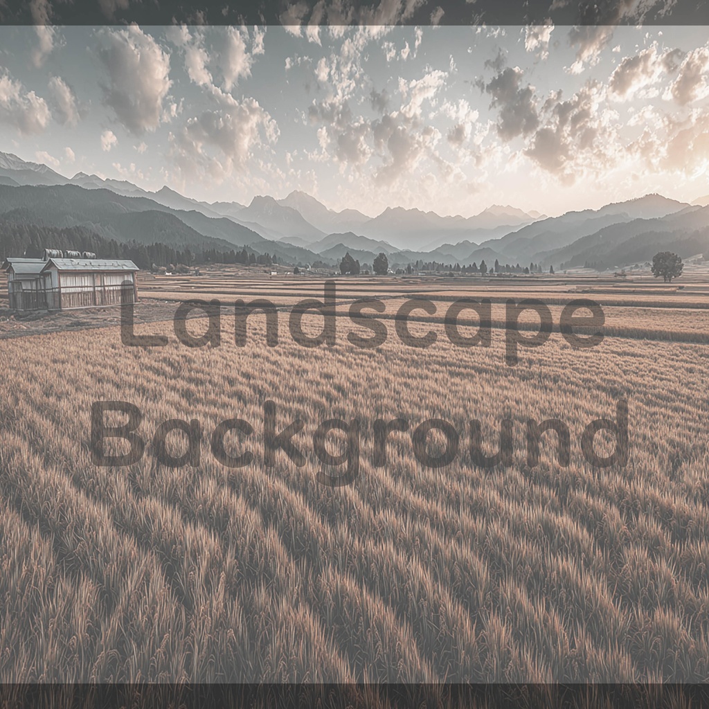 03_広がる田園と山並みの風景背景|静かな農村の景色(4色セット)