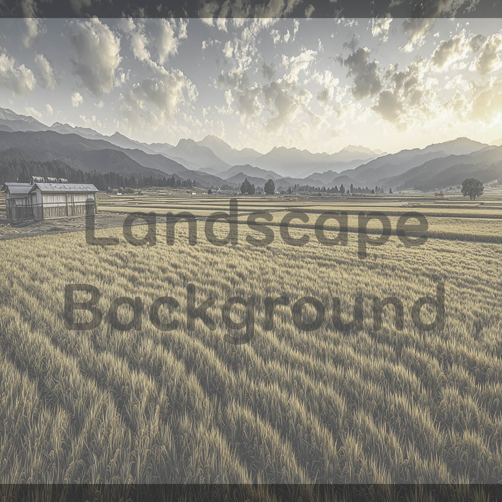 03_広がる田園と山並みの風景背景|静かな農村の景色(4色セット)