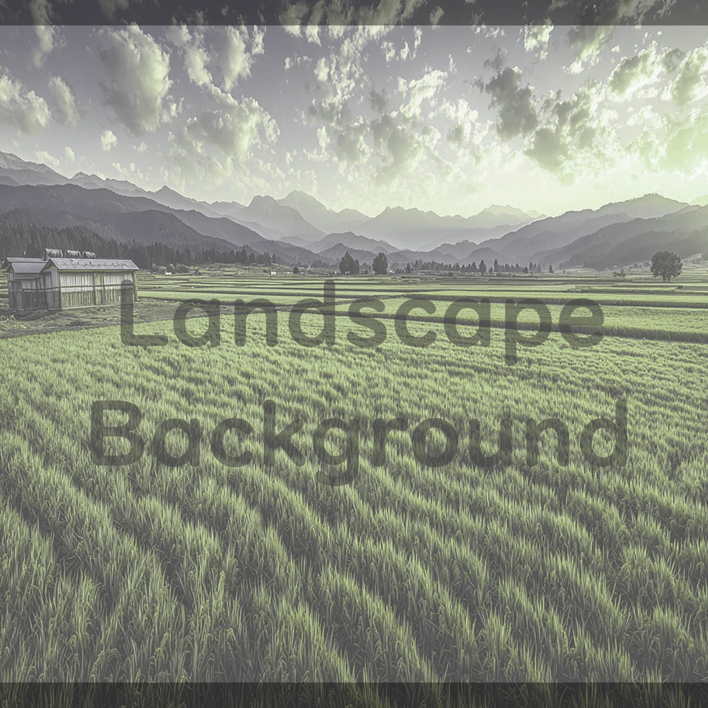 04_広がる田園と山並みの風景背景|静かな農村の景色(4色セット)