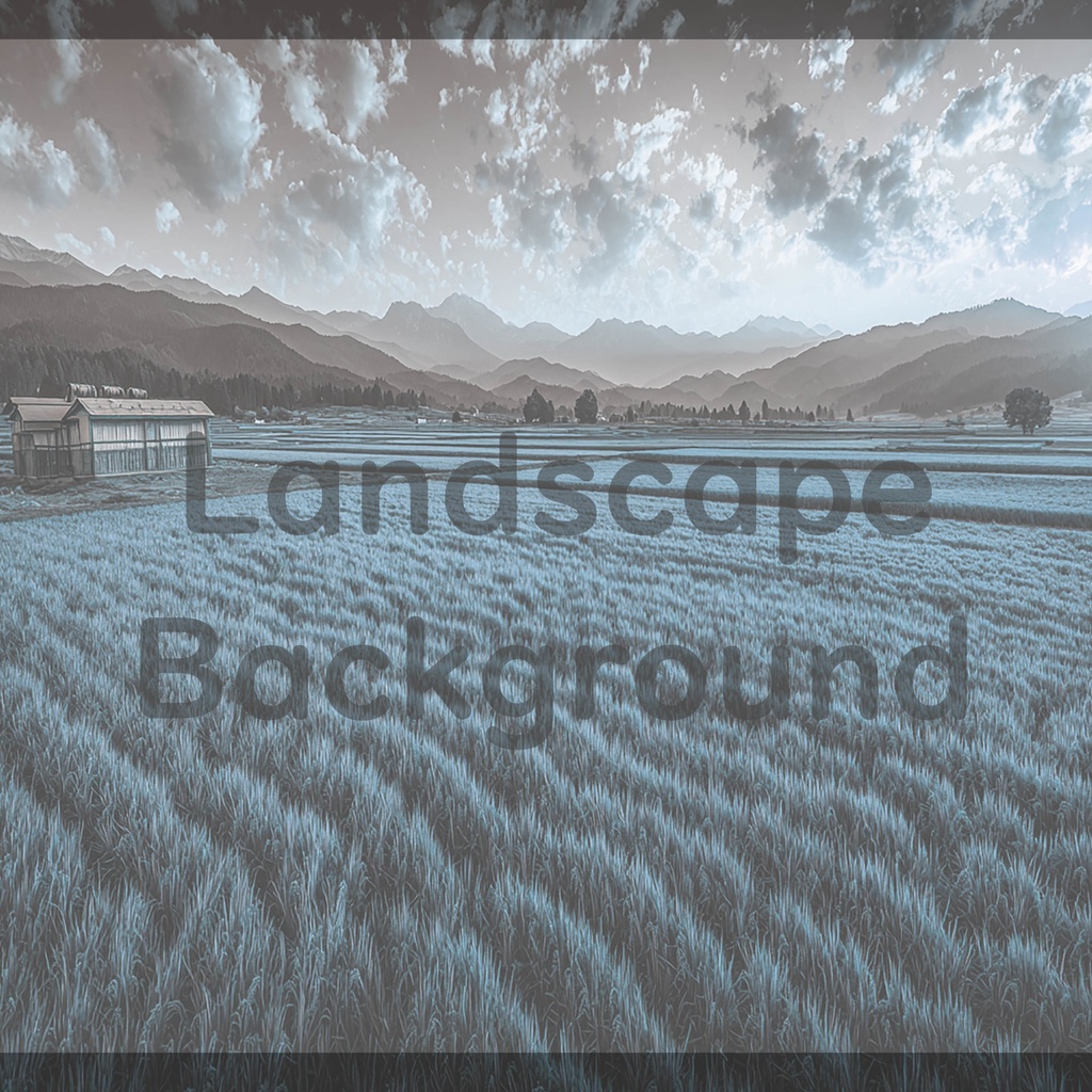 04_広がる田園と山並みの風景背景|静かな農村の景色(4色セット)