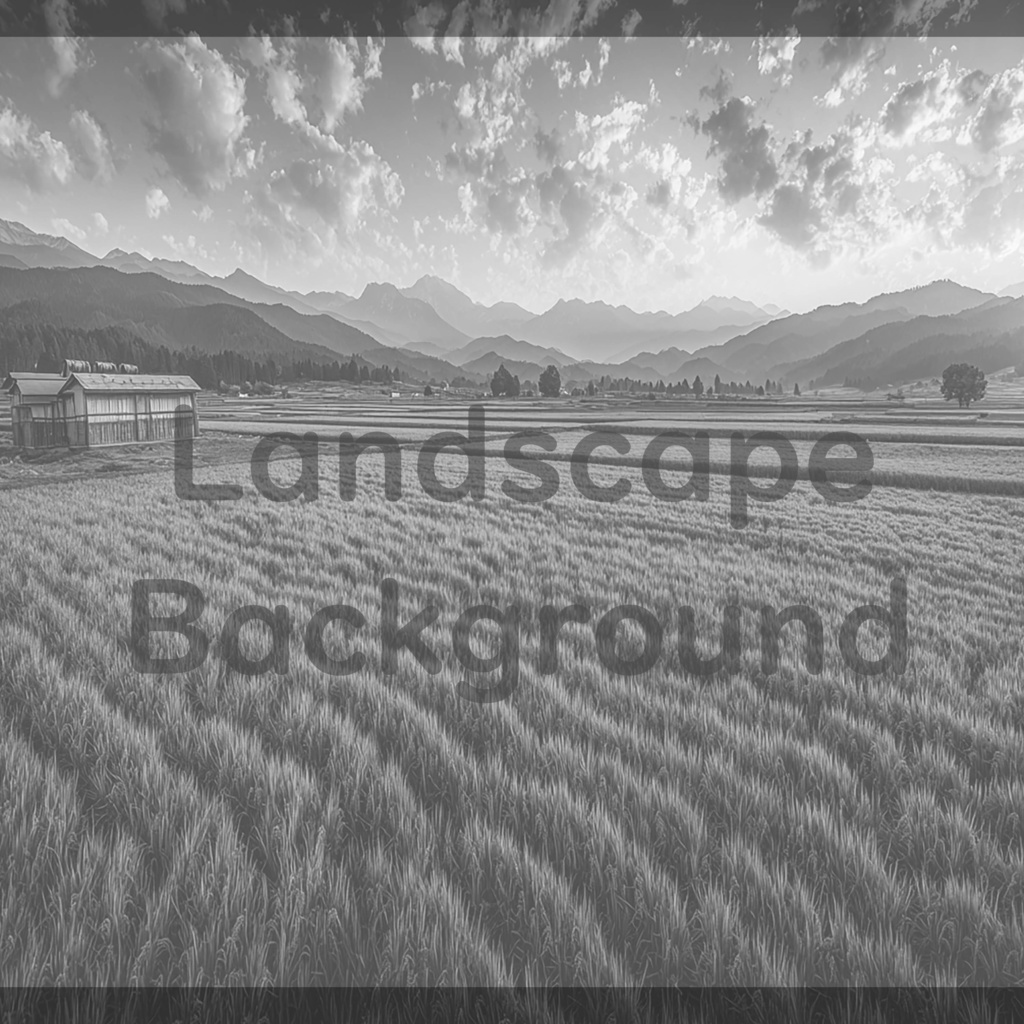 04_広がる田園と山並みの風景背景|静かな農村の景色(4色セット)