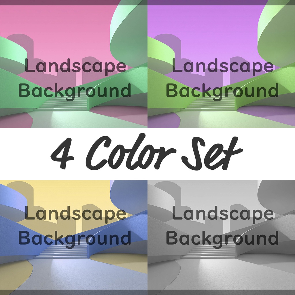 02_曲線建築アート背景｜ミニマル空間デザイン（4色セット）