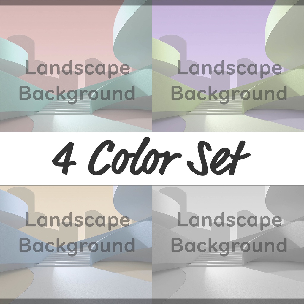 04_曲線建築アート背景｜ミニマル空間デザイン（4色セット）