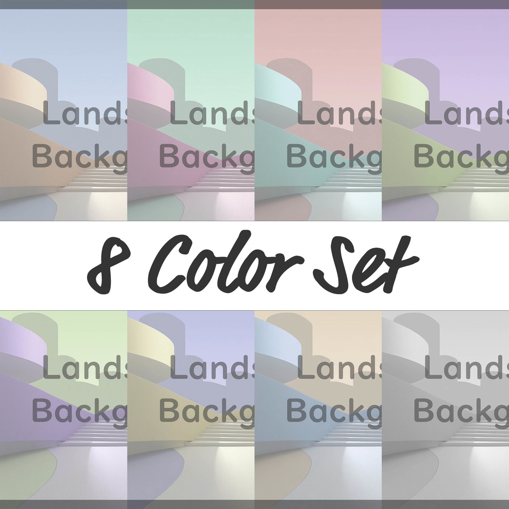 02_曲線建築アート背景｜ミニマル空間デザイン（8色セット）