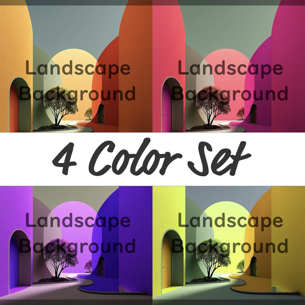 01_抽象建築空間アート背景｜ミニマルモダンデザイン（4色セット）