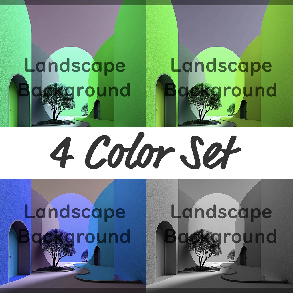 02_抽象建築空間アート背景｜ミニマルモダンデザイン（4色セット）