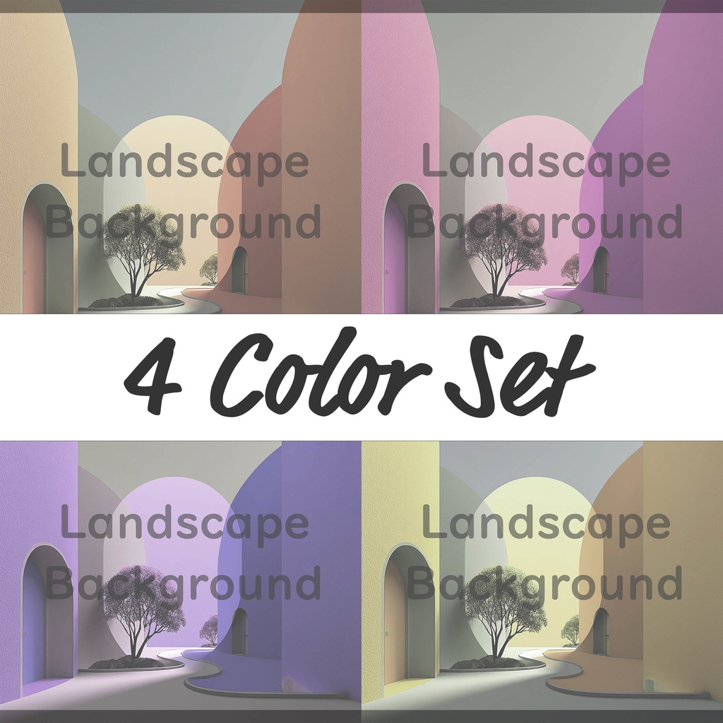 03_抽象建築空間アート背景｜ミニマルモダンデザイン（4色セット）