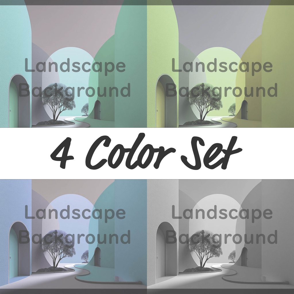 04_抽象建築空間アート背景｜ミニマルモダンデザイン（4色セット）