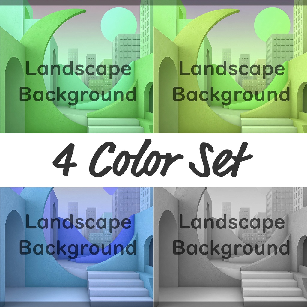 02_都市アート建築背景｜ミニマル空間デザイン（4色セット）