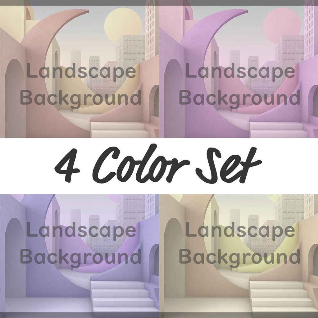 03_都市アート建築背景｜ミニマル空間デザイン（4色セット）
