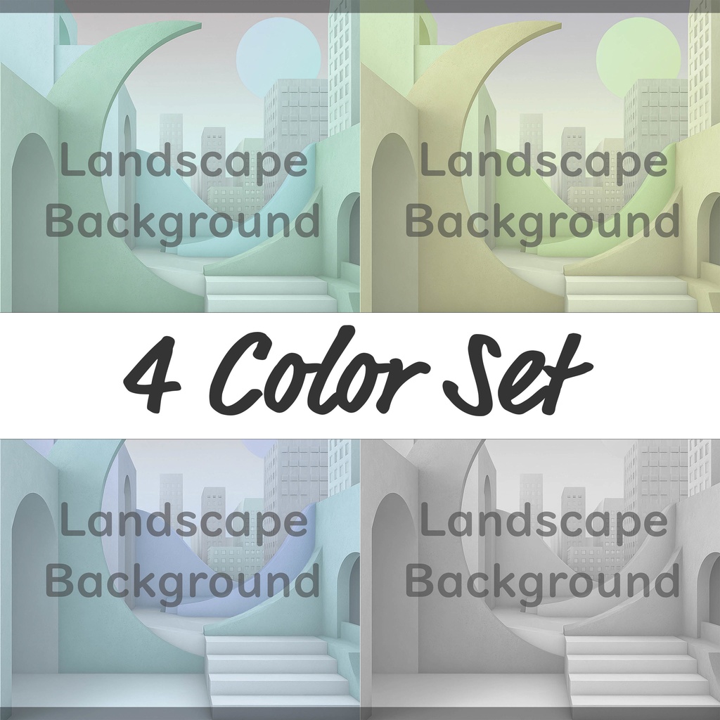 04_都市アート建築背景｜ミニマル空間デザイン（4色セット）