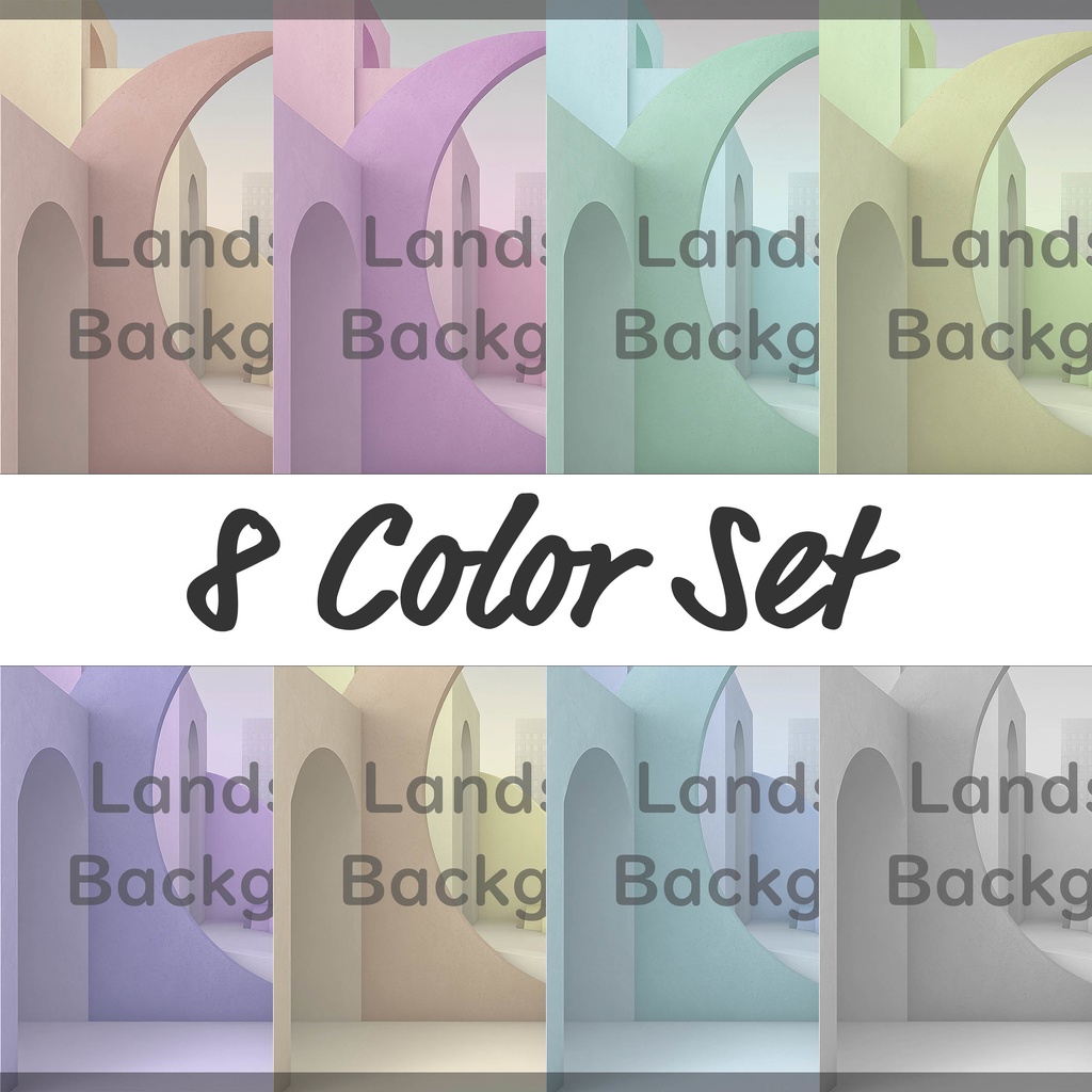 02_都市アート建築背景｜ミニマル空間デザイン（8色セット）