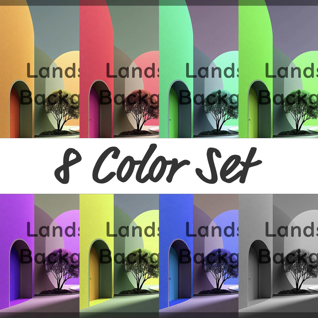 01_抽象建築空間アート背景｜ミニマルモダンデザイン（8色セット）