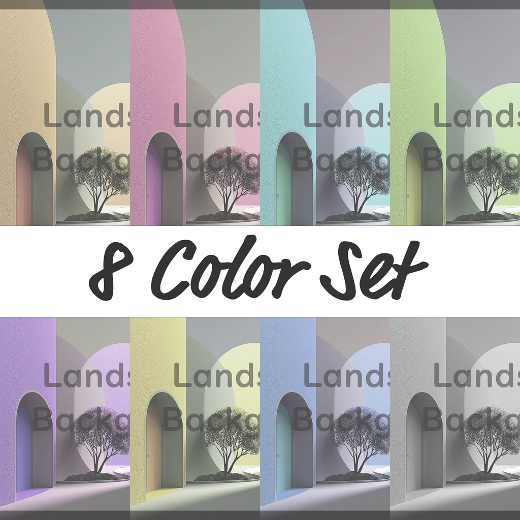 02_抽象建築空間アート背景｜ミニマルモダンデザイン（8色セット）