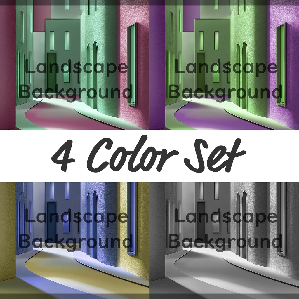 02_モダン街並み建築背景｜ミニマル都市デザイン（4色セット）