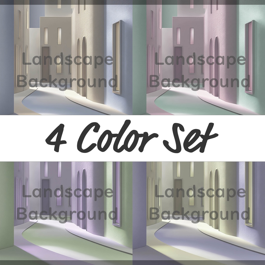 03_モダン街並み建築背景｜ミニマル都市デザイン（4色セット）