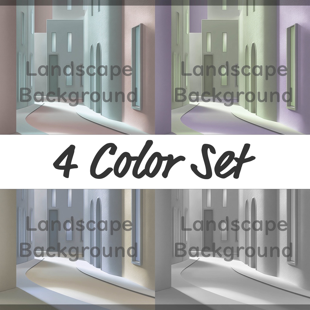 04_モダン街並み建築背景｜ミニマル都市デザイン（4色セット）