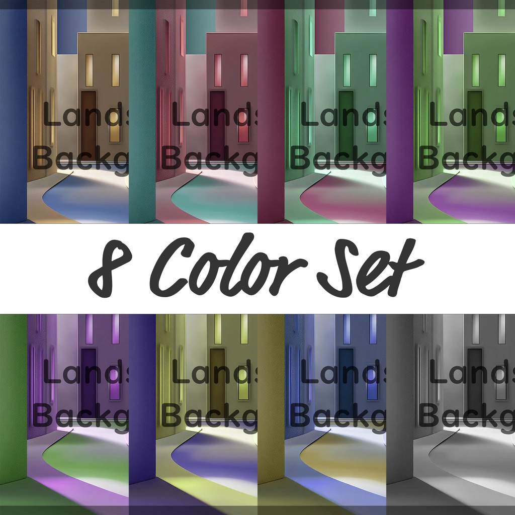 01_モダン街並み建築背景｜ミニマル都市デザイン（8色セット）