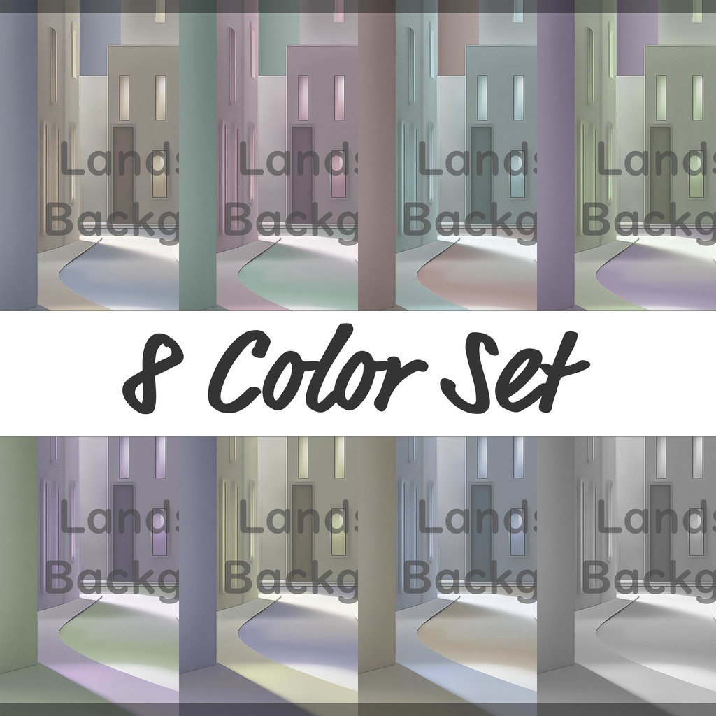 02_モダン街並み建築背景｜ミニマル都市デザイン（8色セット）