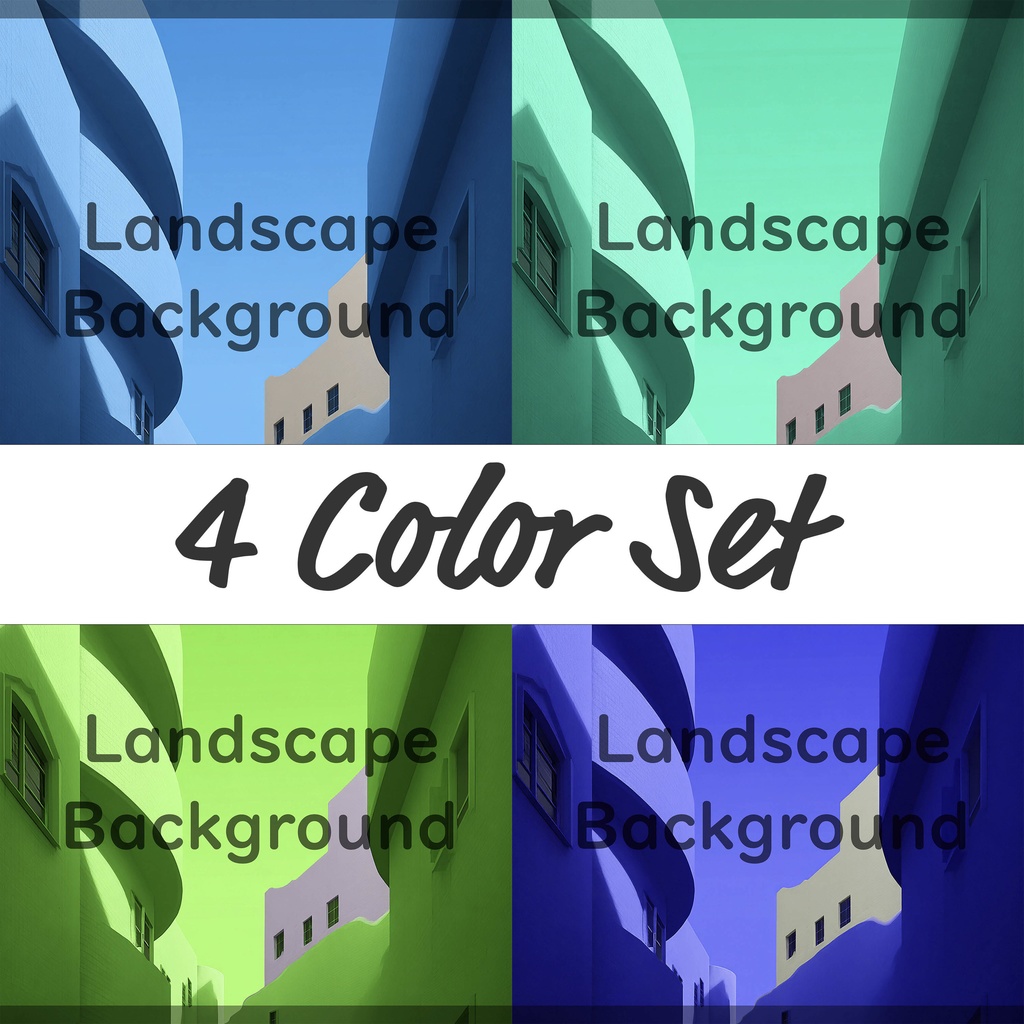 01_モダン建築街並み背景｜静かな都市空間デザイン（4色セット）