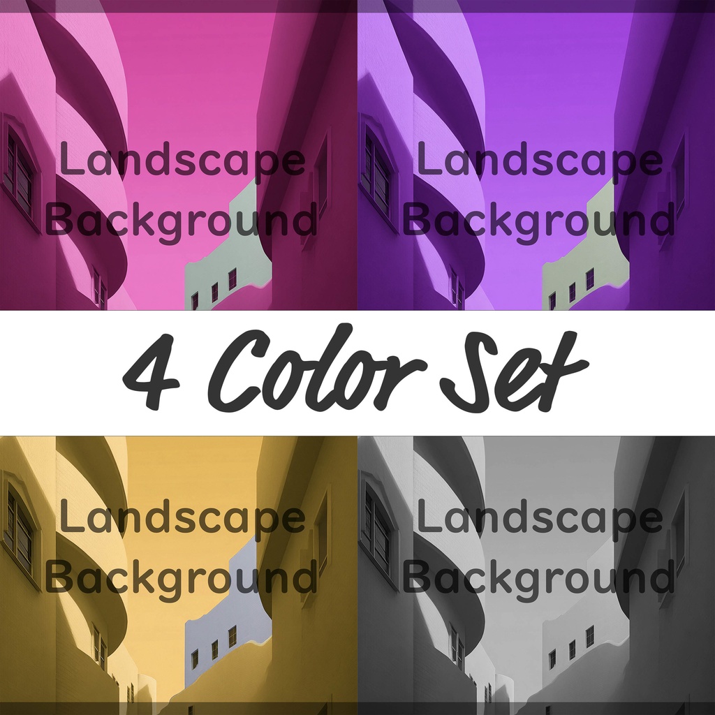 02_モダン建築街並み背景｜静かな都市空間デザイン（4色セット）