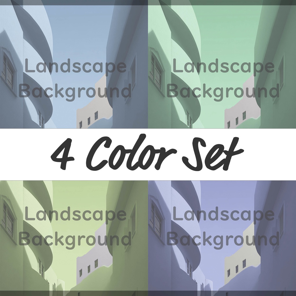 03_モダン建築街並み背景｜静かな都市空間デザイン（4色セット）