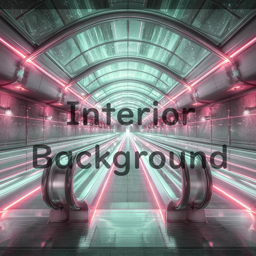 01_エスカレーター通路空間背景|近未来ステーション(4色セット)