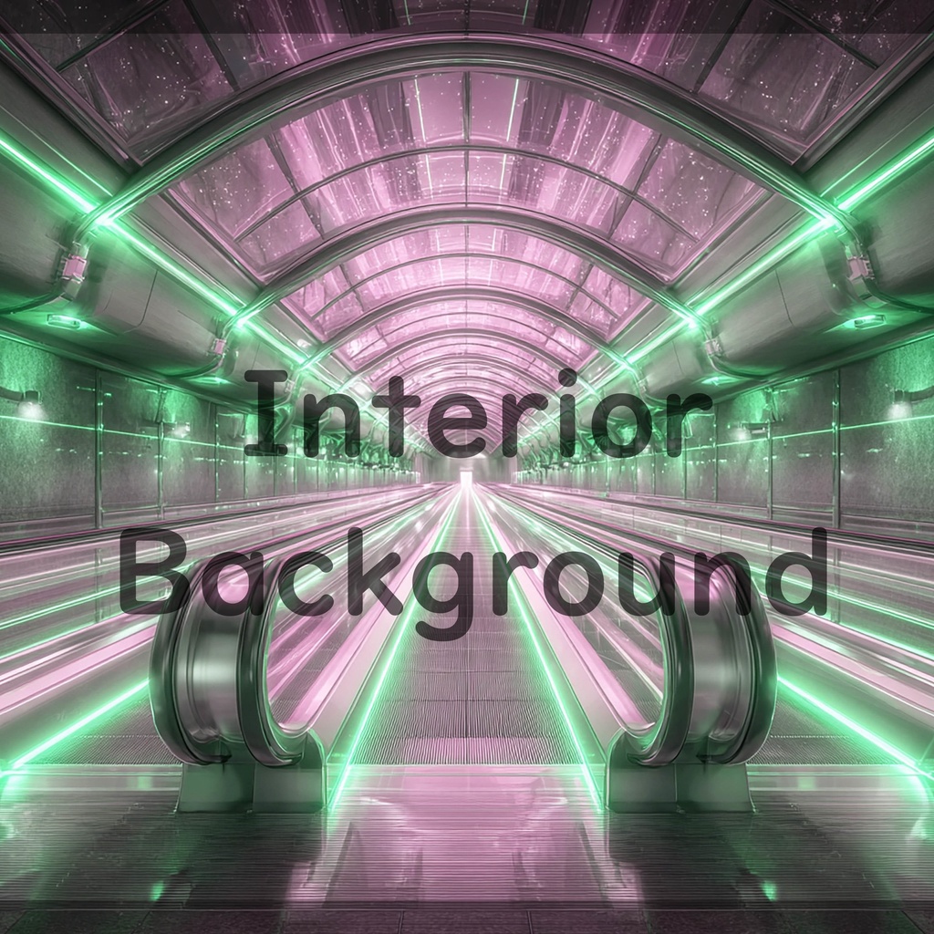 02_エスカレーター通路空間背景|近未来ステーション(4色セット)