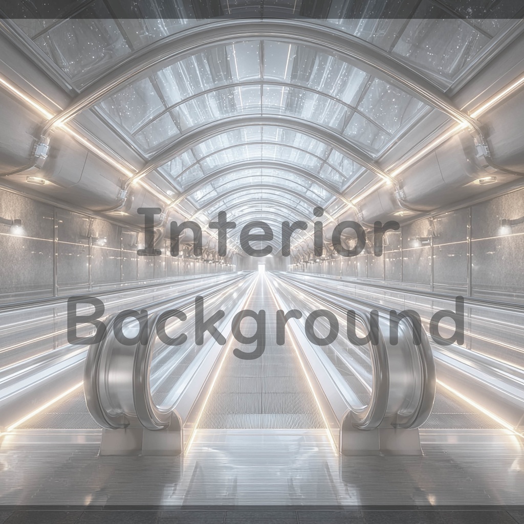 03_エスカレーター通路空間背景|近未来ステーション(4色セット)