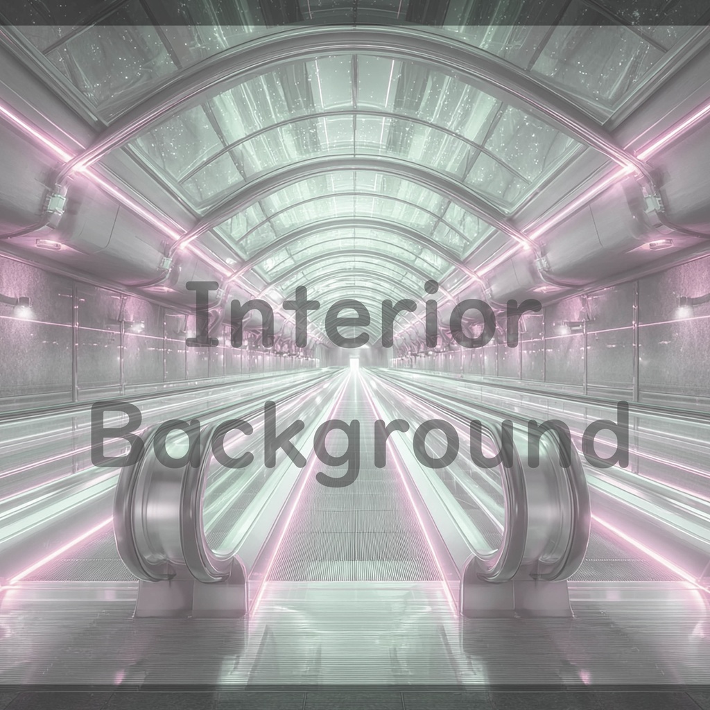 03_エスカレーター通路空間背景|近未来ステーション(4色セット)
