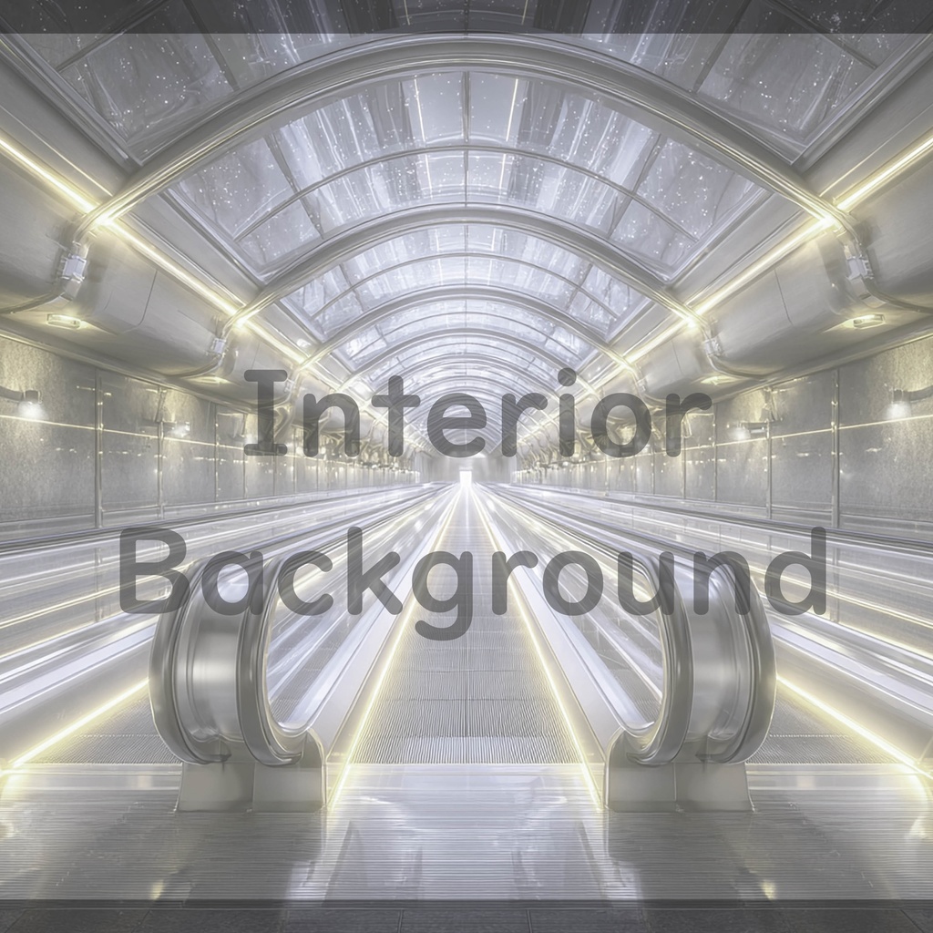 03_エスカレーター通路空間背景|近未来ステーション(4色セット)