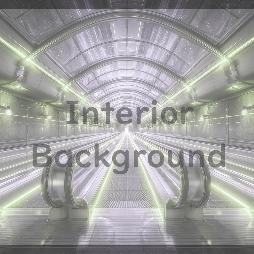 04_エスカレーター通路空間背景|近未来ステーション(4色セット)