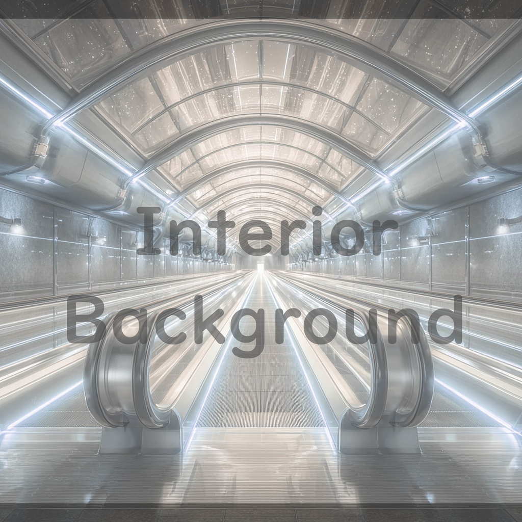 04_エスカレーター通路空間背景|近未来ステーション(4色セット)