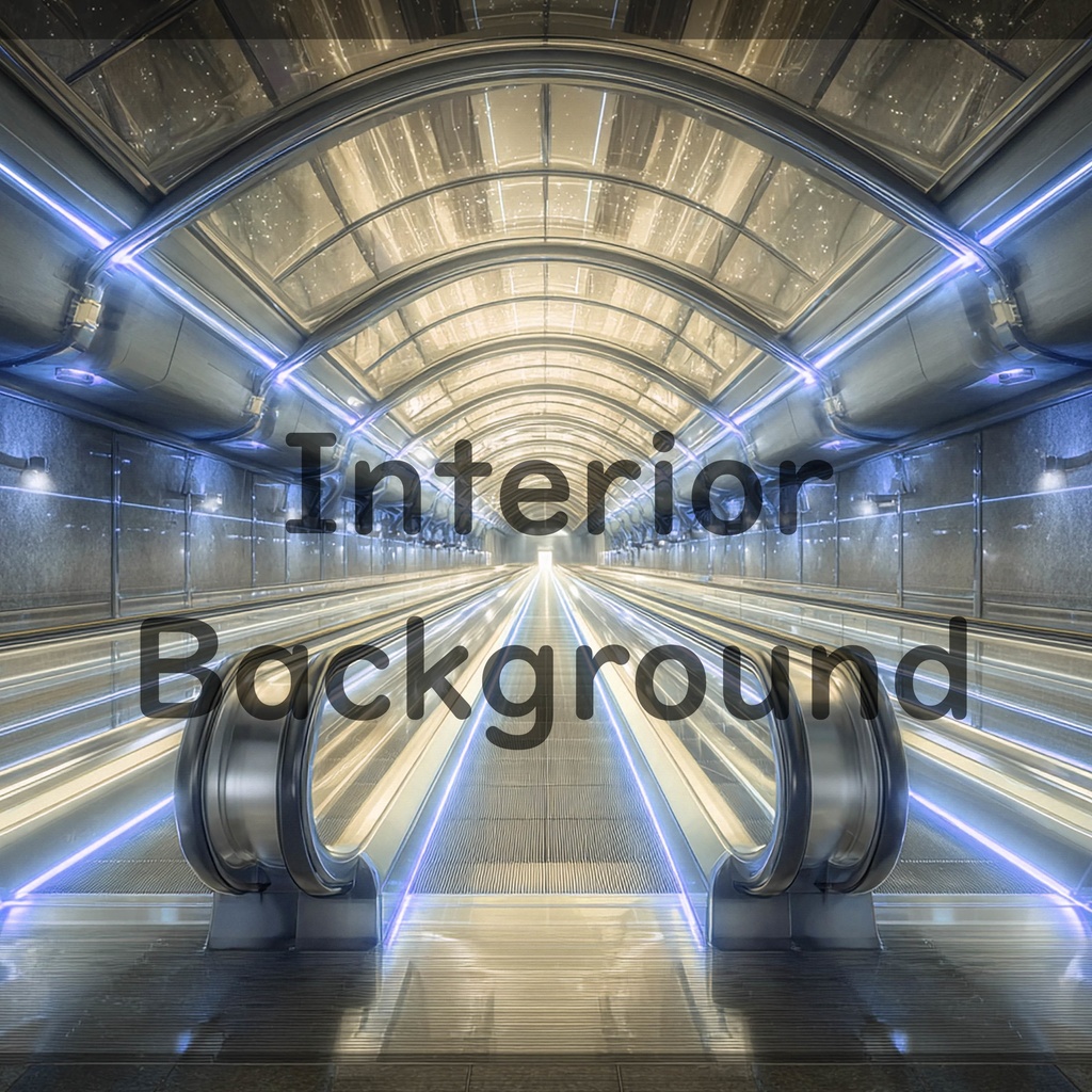 01_エスカレーター通路空間背景|近未来ステーション(8色セット)