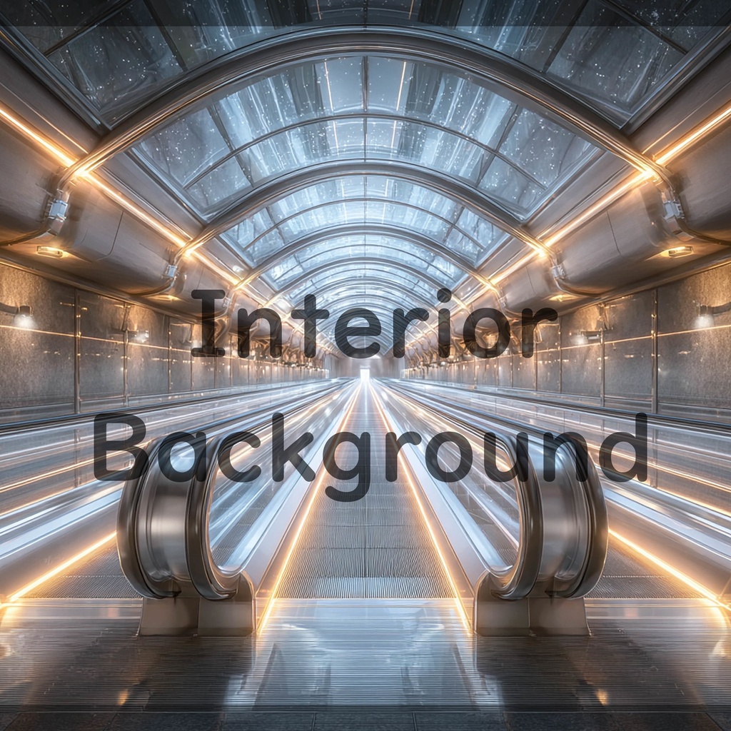 01_エスカレーター通路空間背景|近未来ステーション(8色セット)