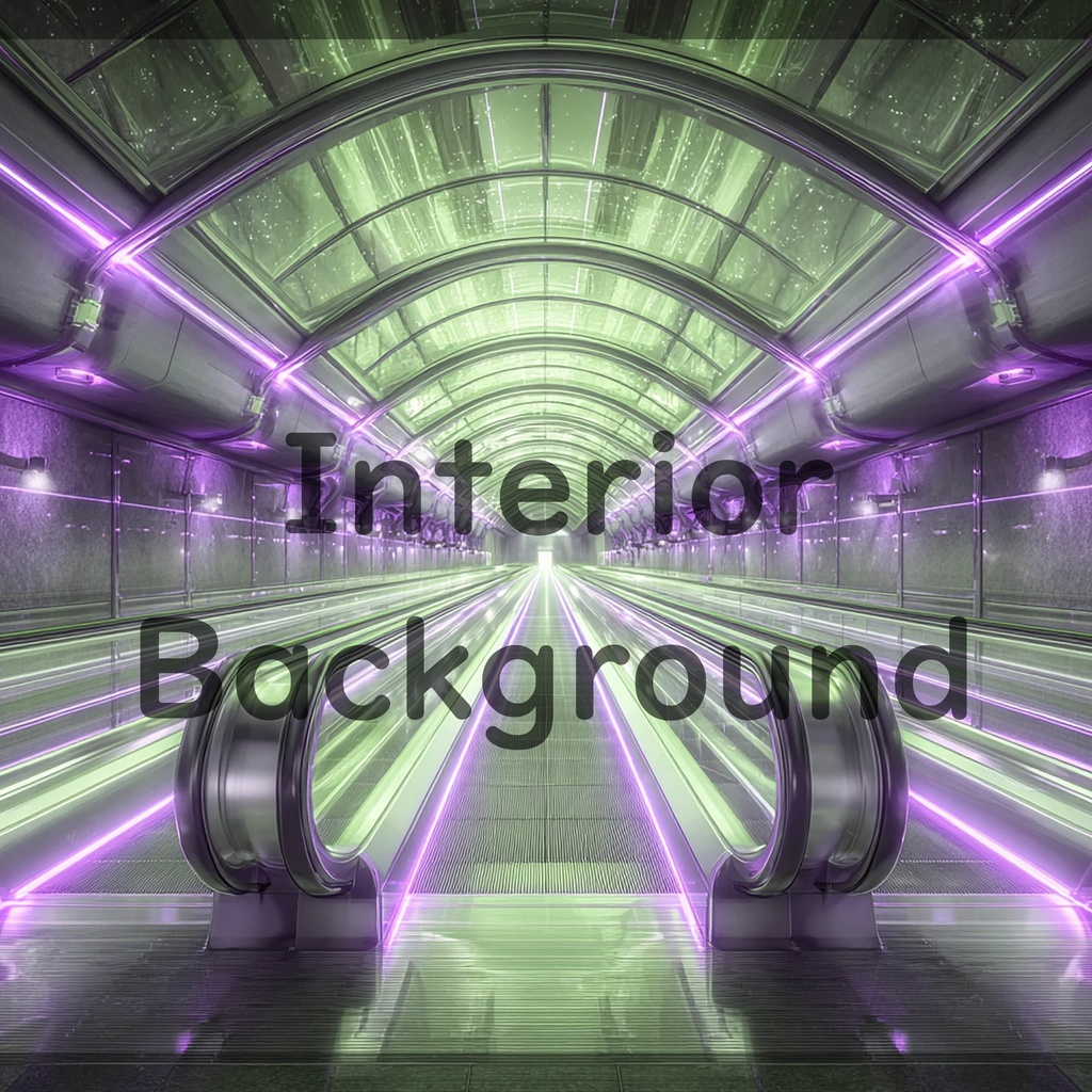 01_エスカレーター通路空間背景|近未来ステーション(8色セット)
