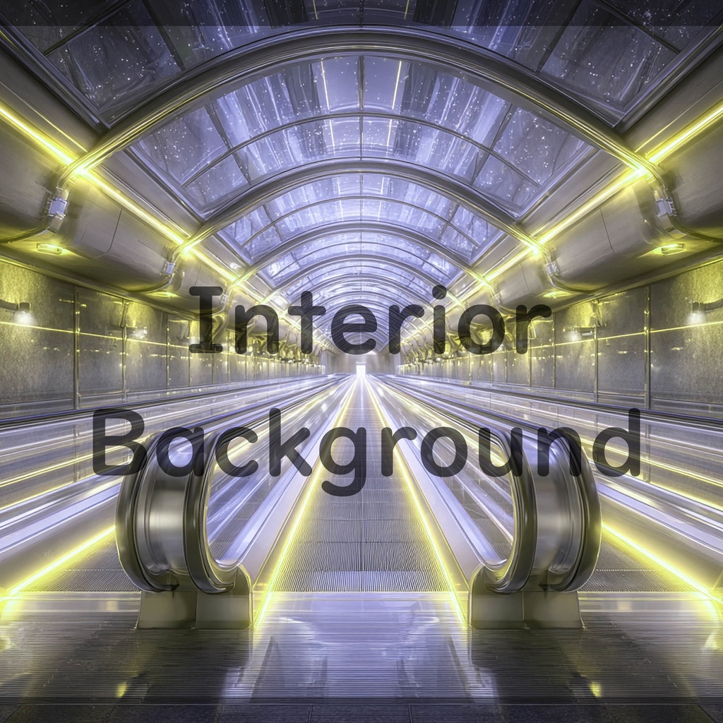 01_エスカレーター通路空間背景|近未来ステーション(8色セット)