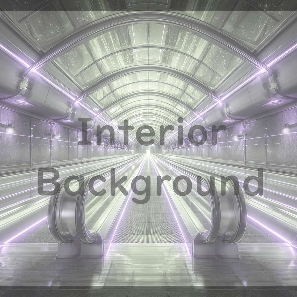 02_エスカレーター通路空間背景|近未来ステーション(8色セット)
