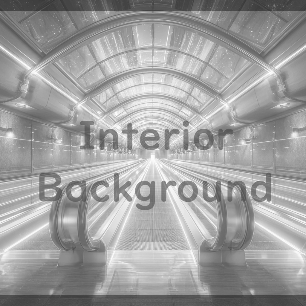 02_エスカレーター通路空間背景|近未来ステーション(8色セット)