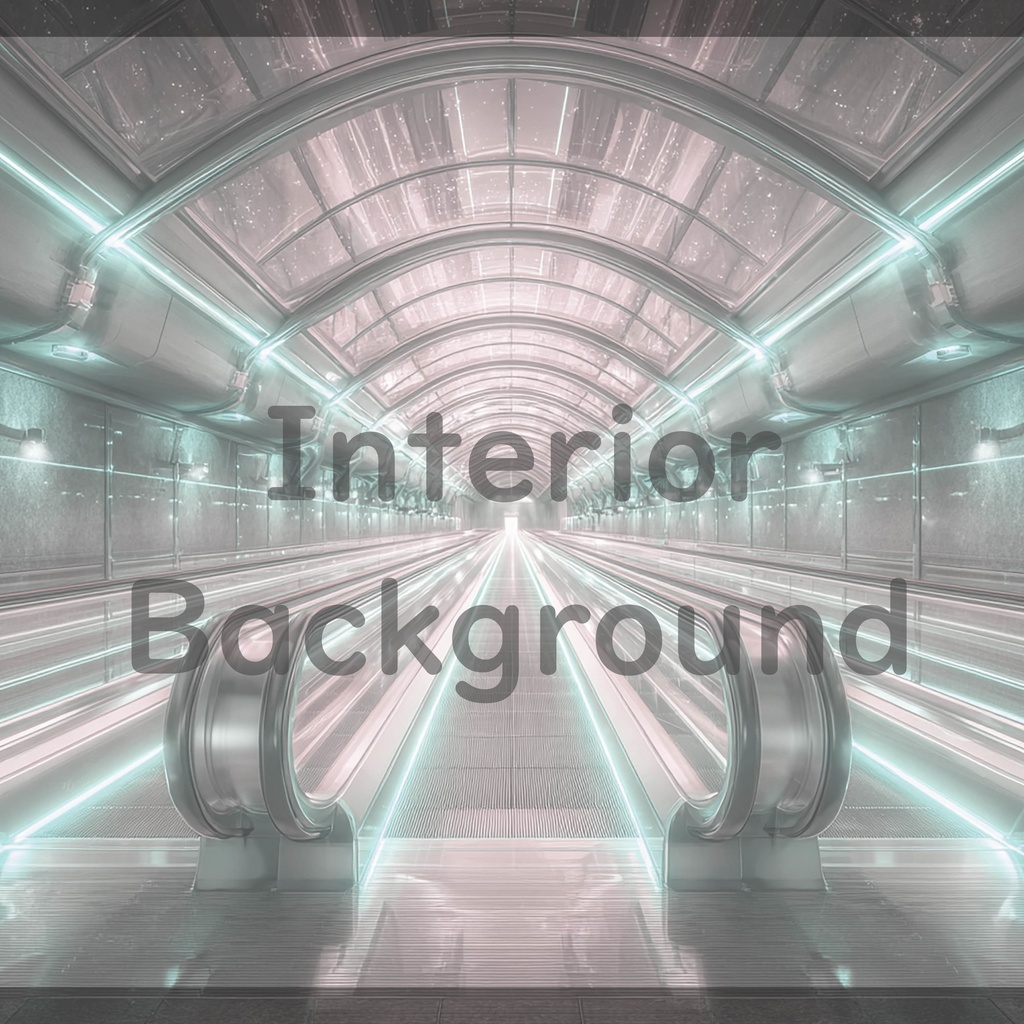 02_エスカレーター通路空間背景|近未来ステーション(8色セット)
