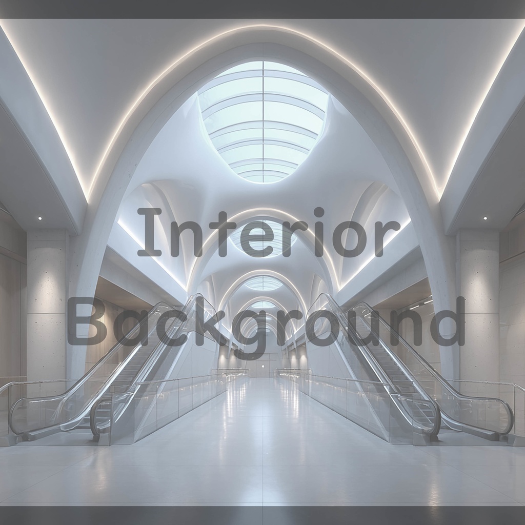 03_エスカレーター広場空間背景|モダン建築デザイン(4色セット)